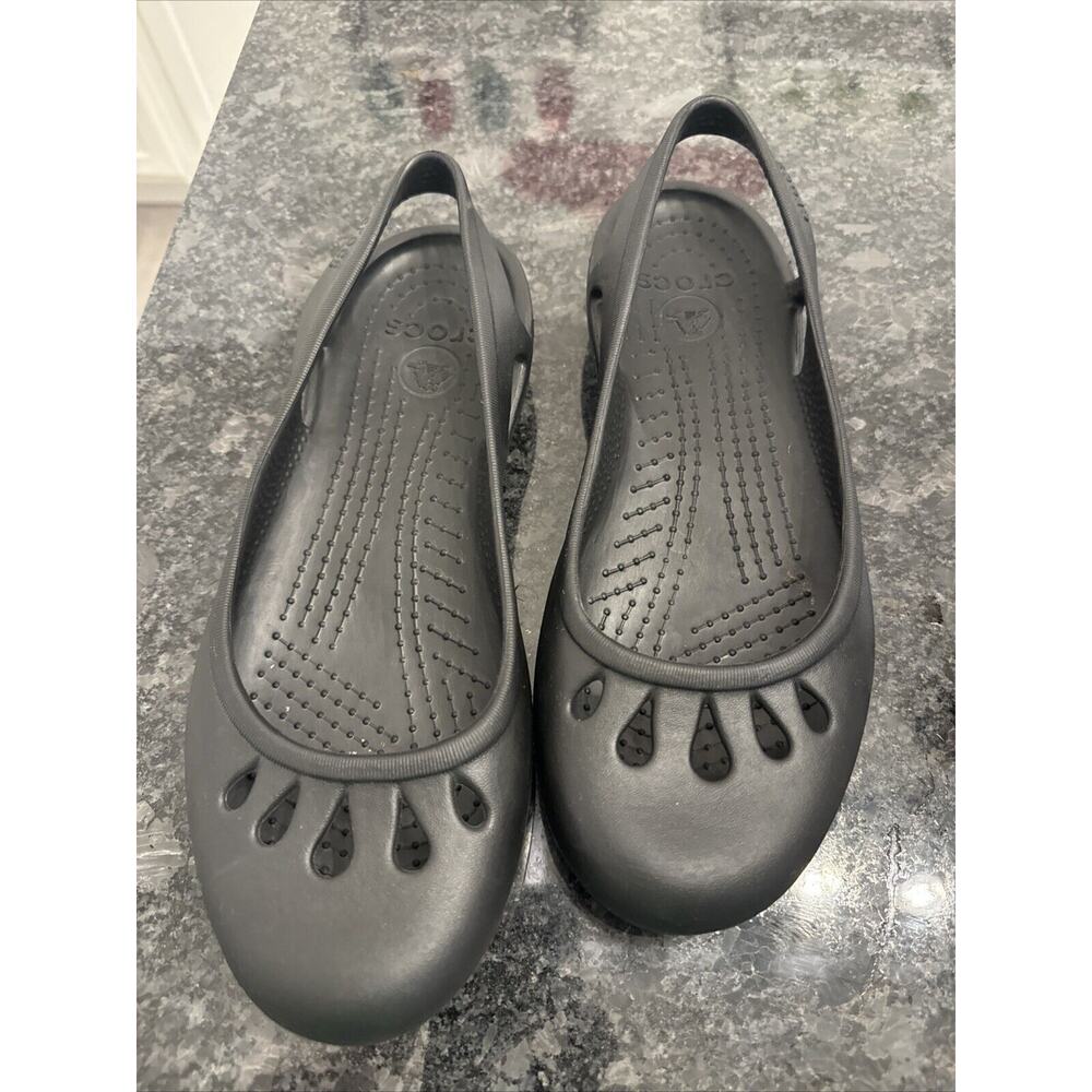Crocs Malindi Ballet Flat Slingback Shoes Black Womens Size 9